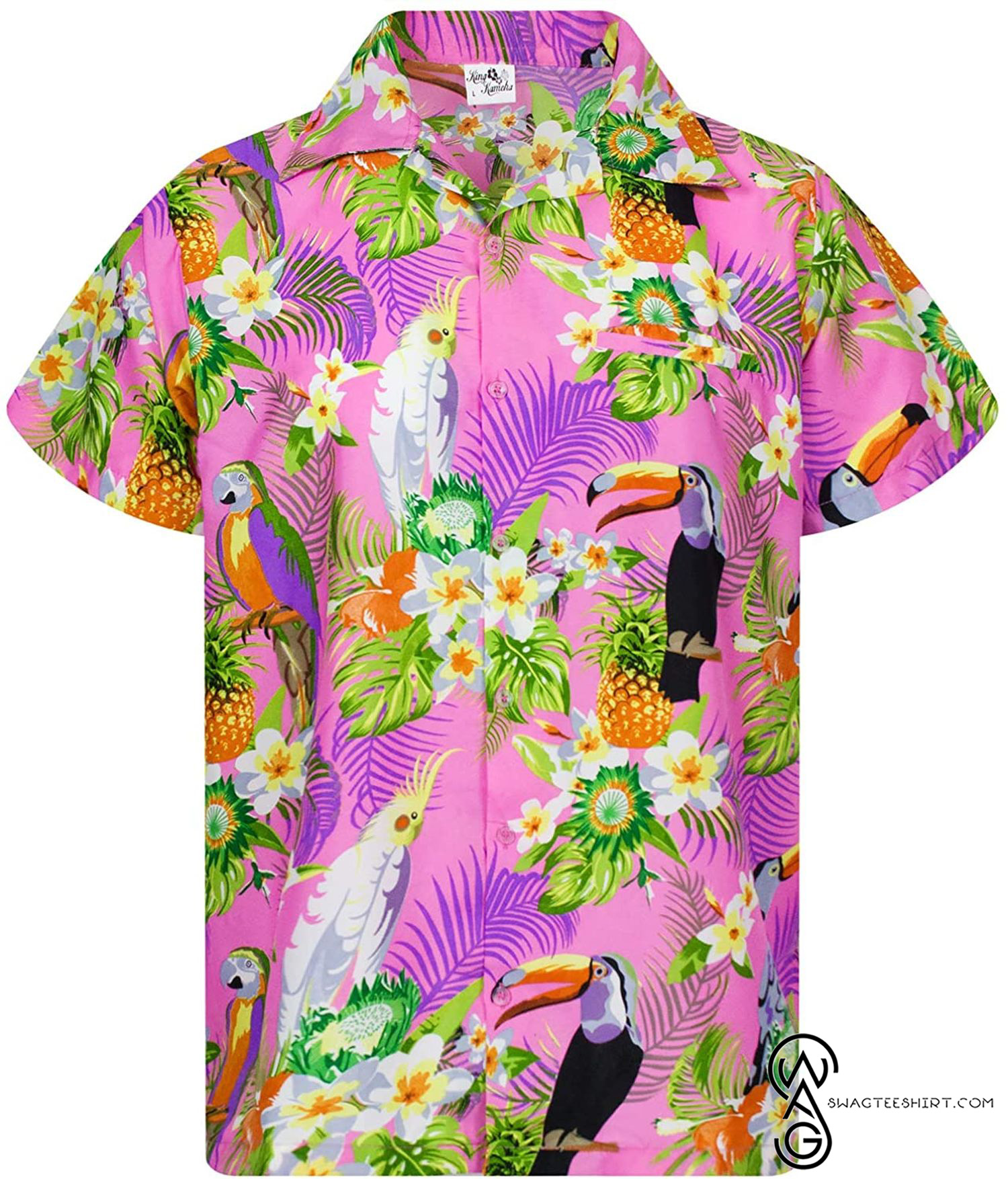 [Top Trending] Funky Aloha Hawaiian Summer Beach Print Parrot Turkis Flowers Shirt